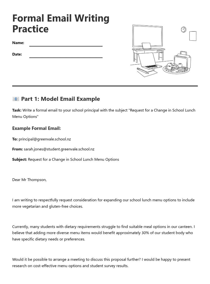 Formal Email Writing Practice