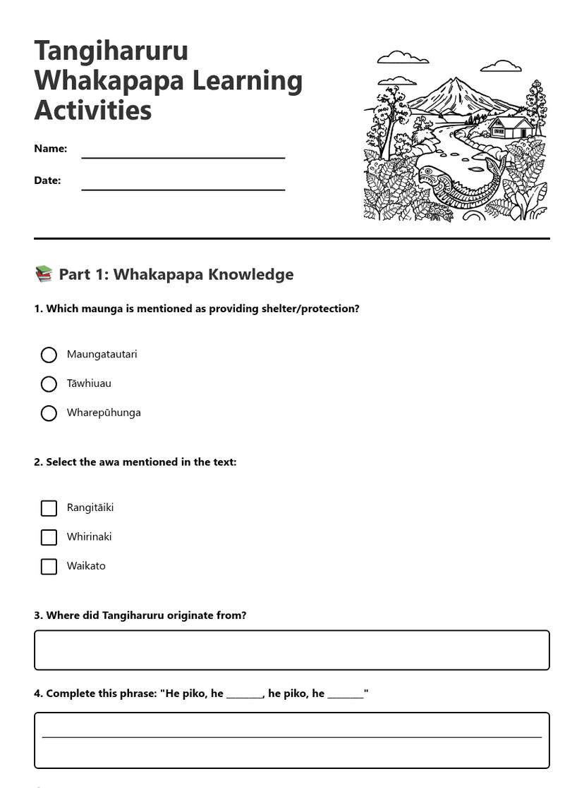 Tangiharuru Whakapapa Learning Activities