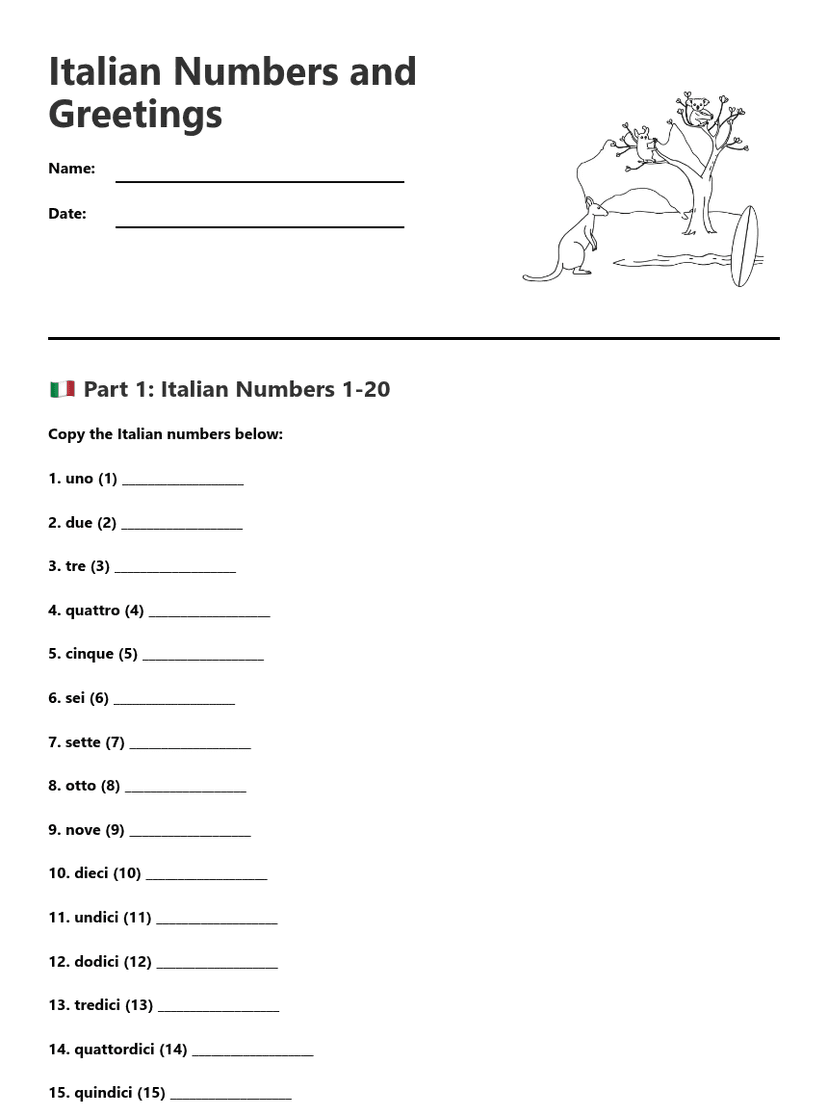 Italian Numbers and Greetings