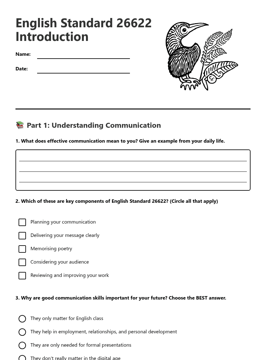 English Standard 26622 Introduction worksheet preview