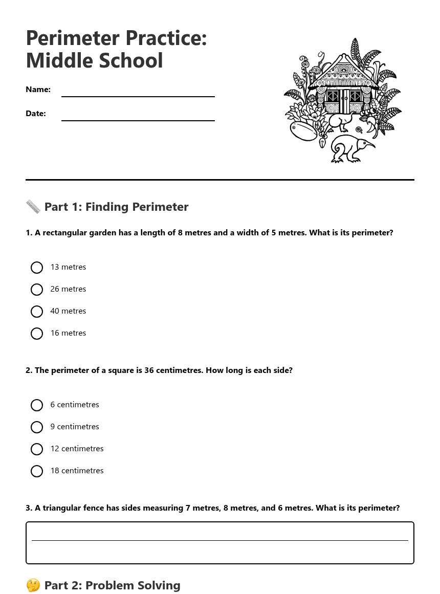 Perimeter Practice: Middle School worksheet preview