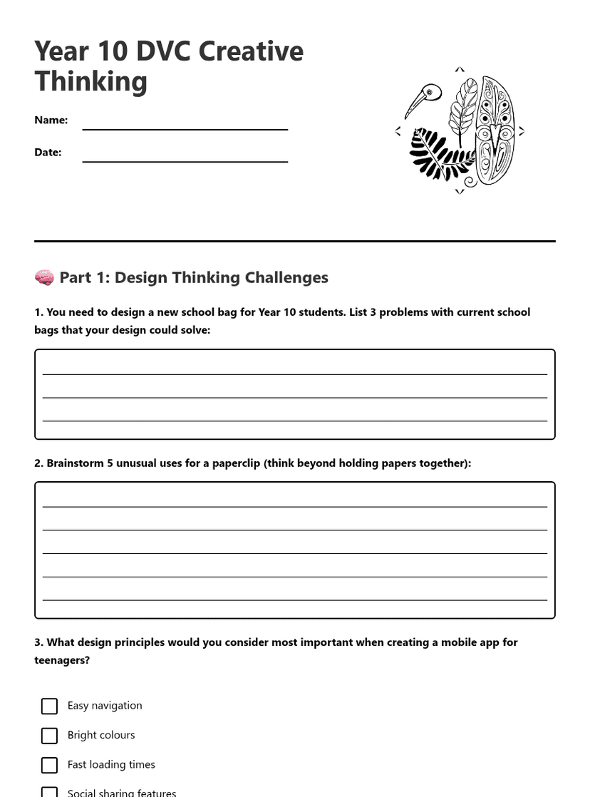 Year 10 DVC Creative Thinking