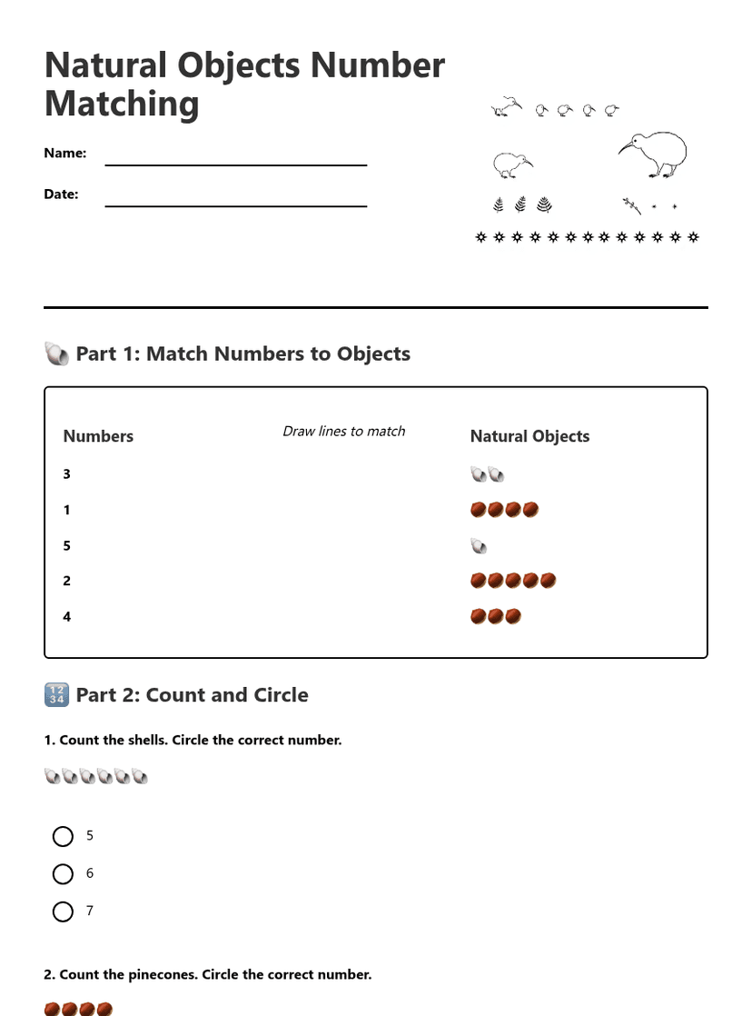 Natural Objects Number Matching