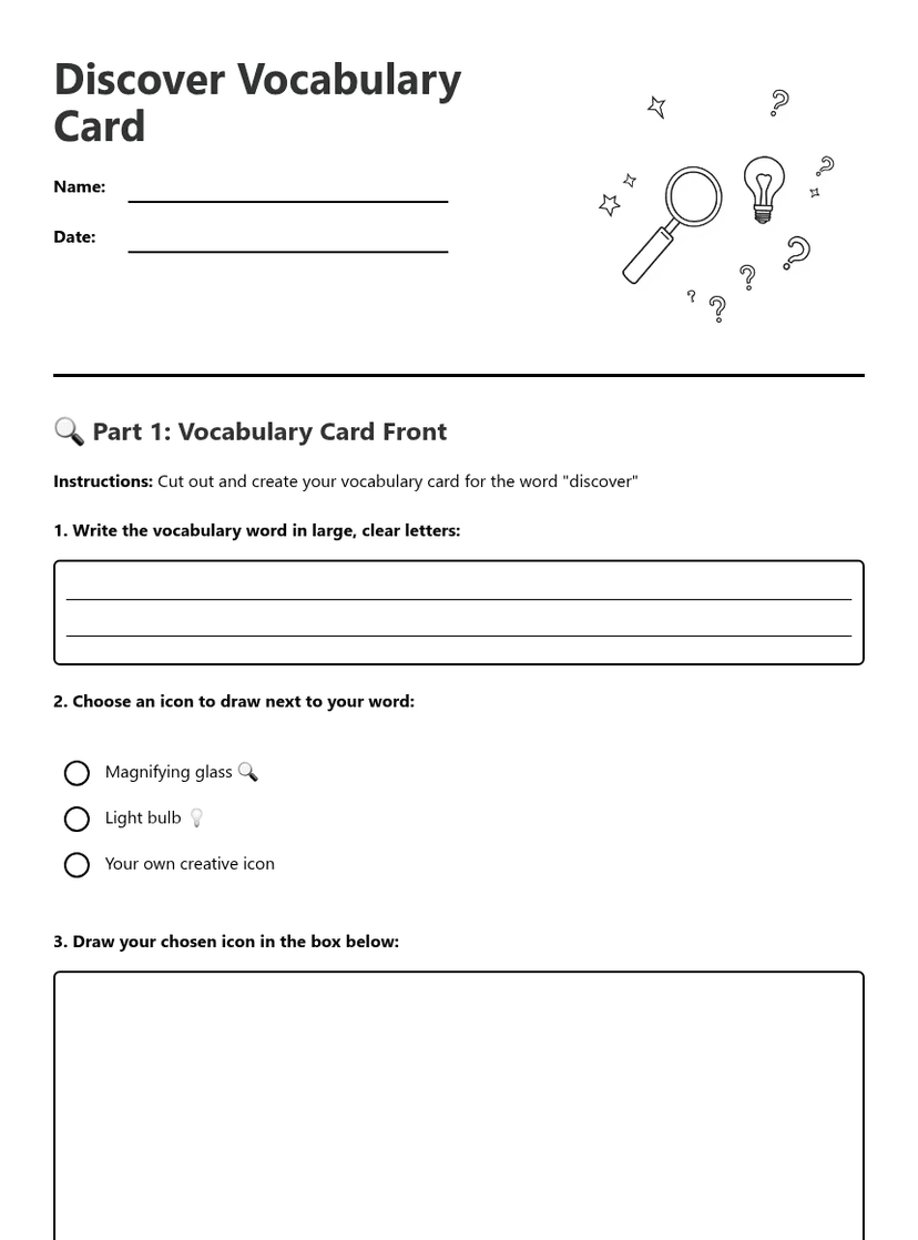 Discover Vocabulary Card