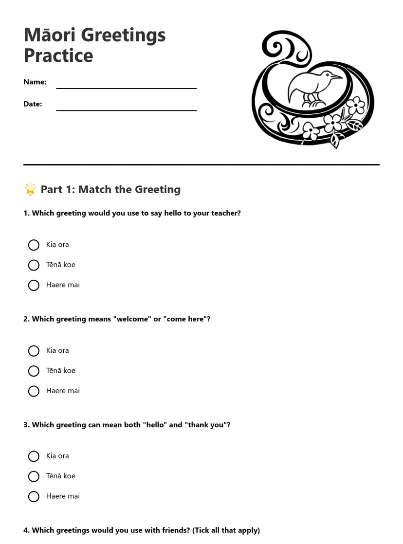 Māori Greetings Practice
