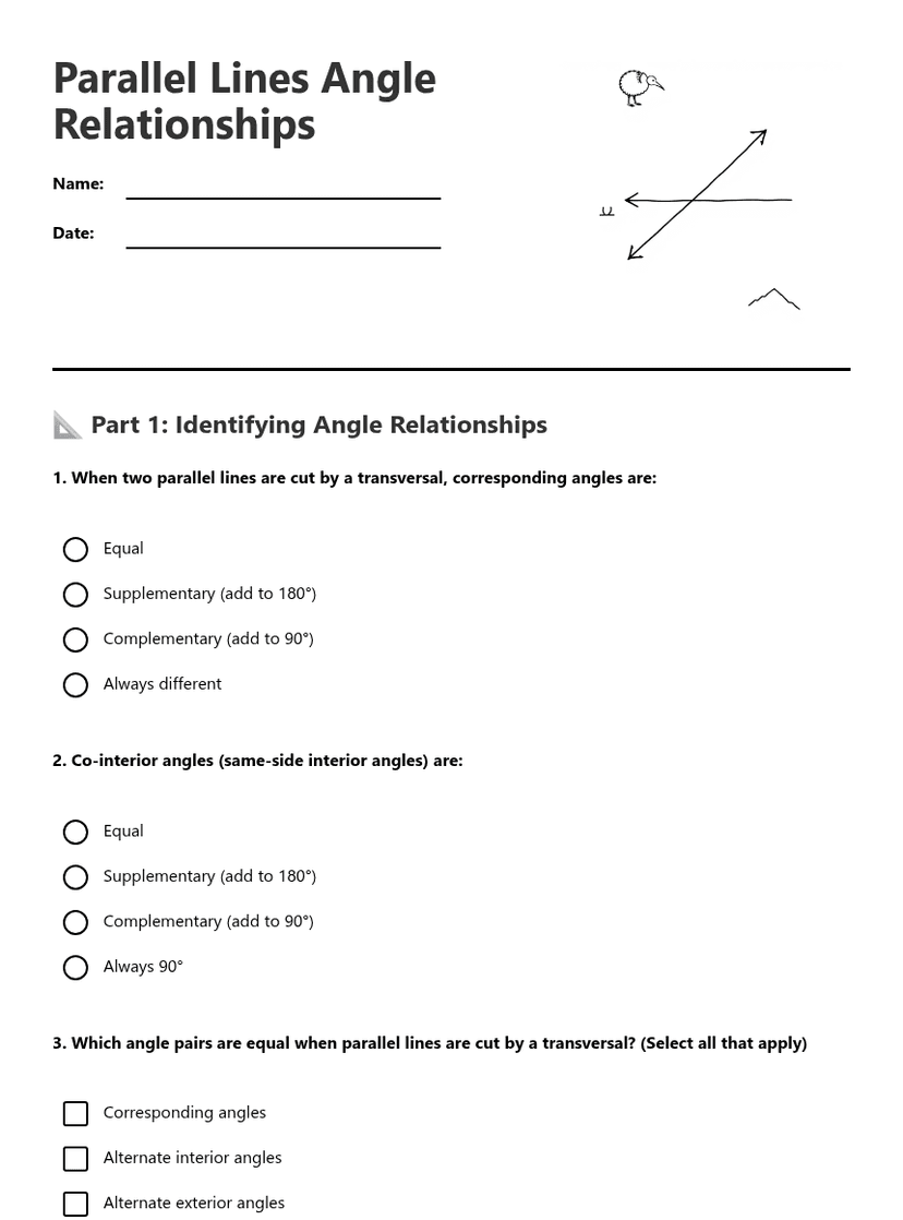 Parallel Lines Angle Relationships