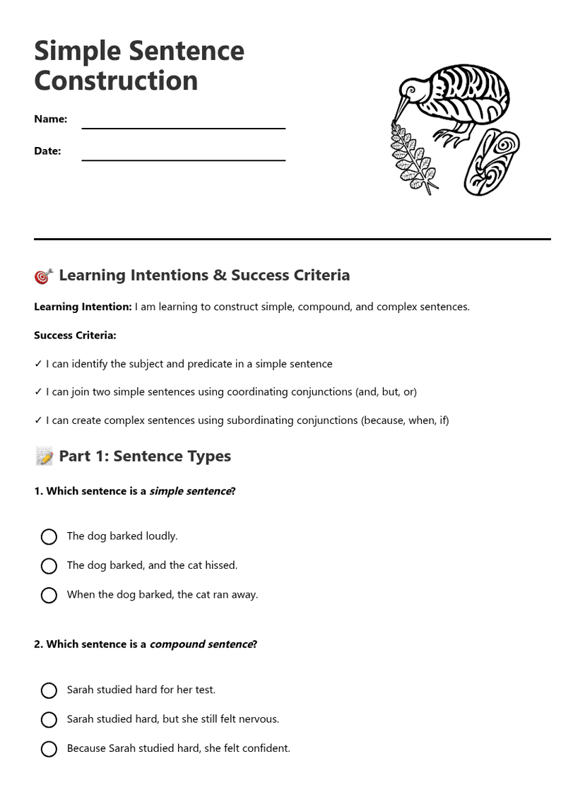 Simple Sentence Construction