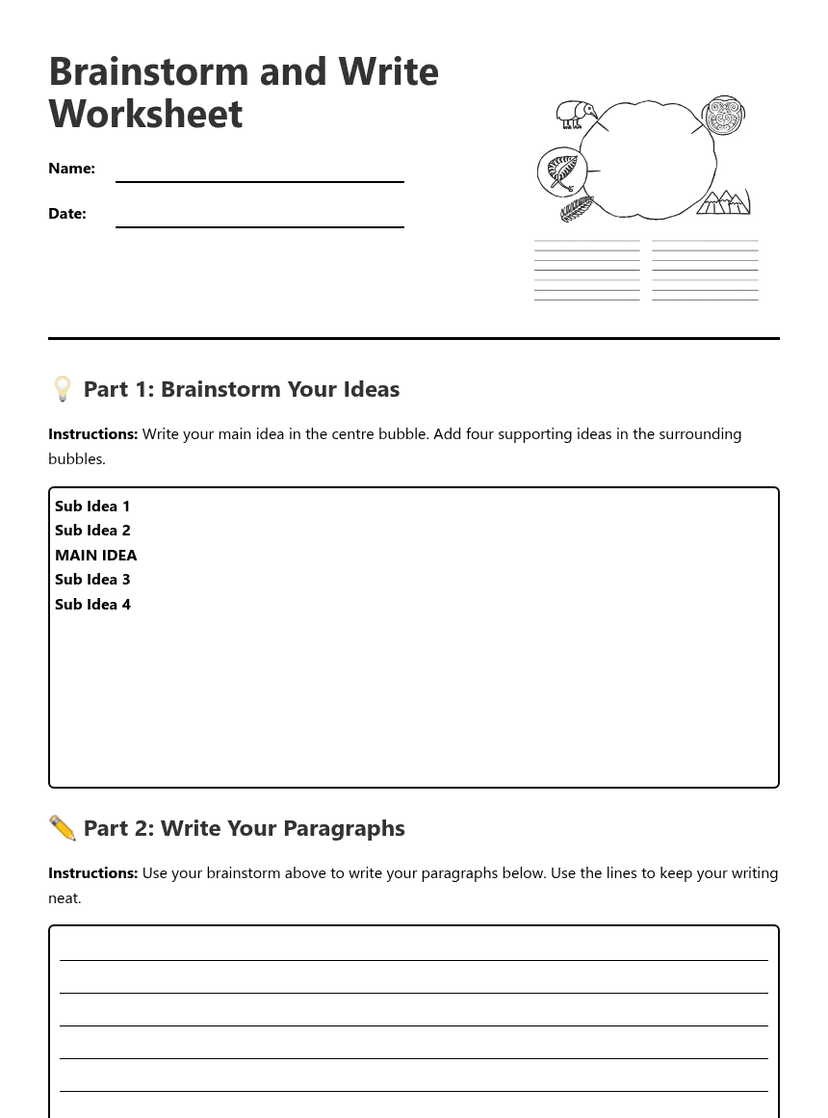 Brainstorm and Write Worksheet