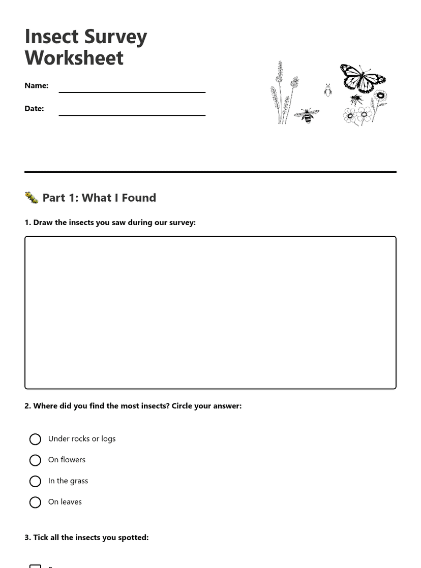 Insect Survey Worksheet