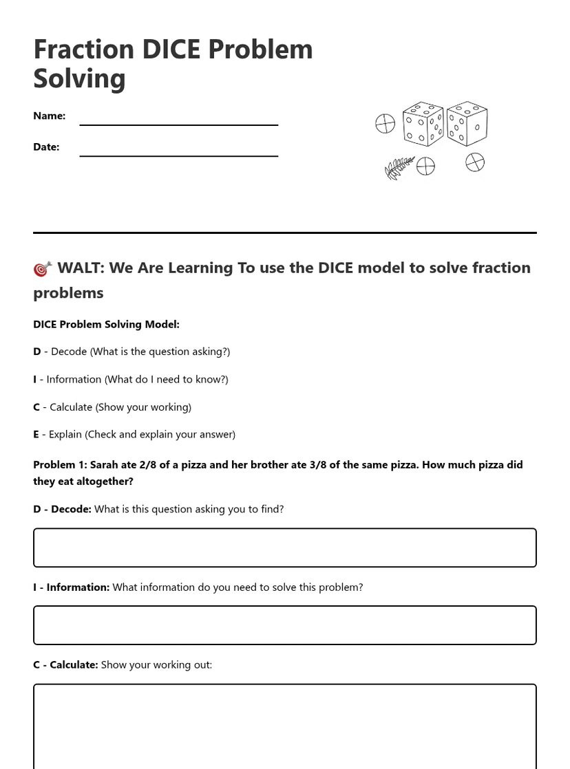 Fraction DICE Problem Solving