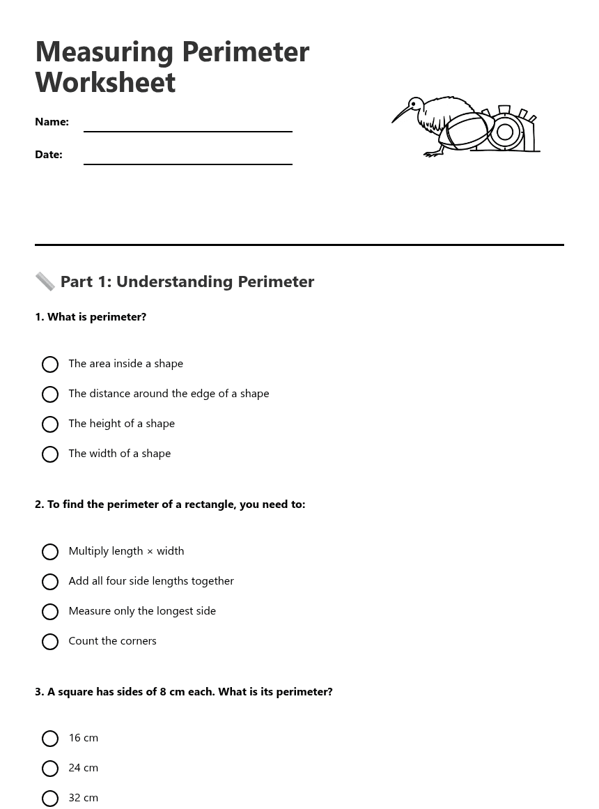 Measuring Perimeter Worksheet worksheet preview