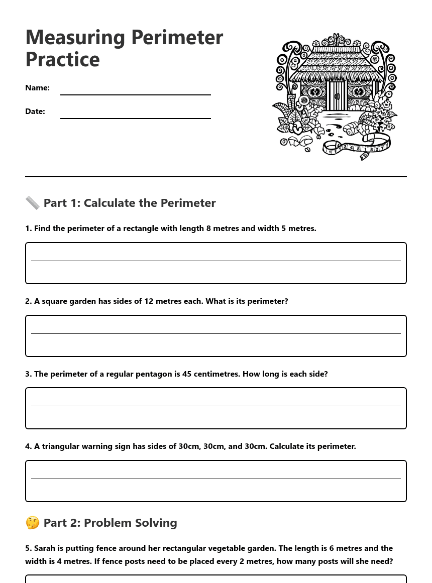 Measuring Perimeter Practice worksheet preview