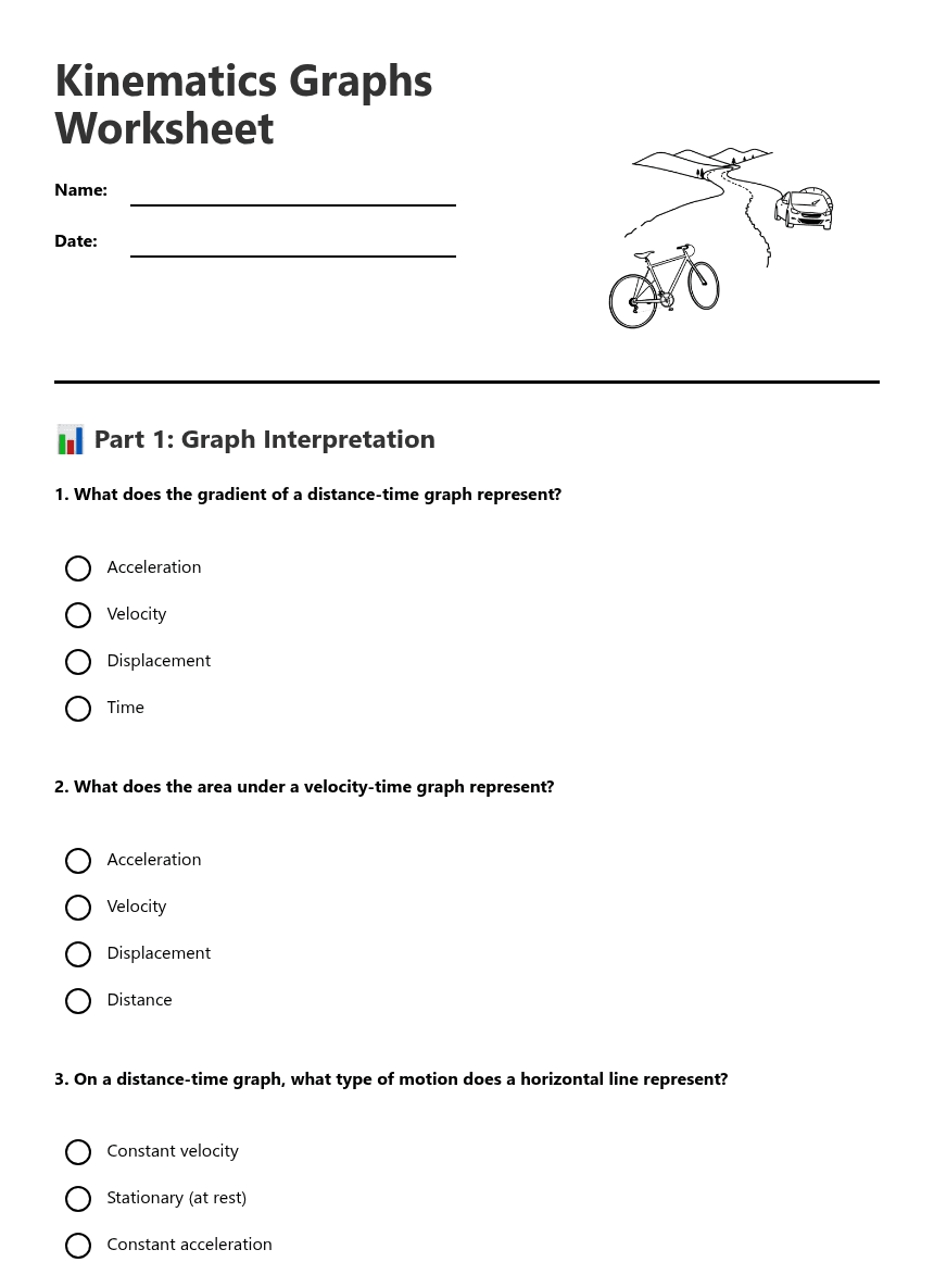 Kinematics Graphs Worksheet worksheet preview
