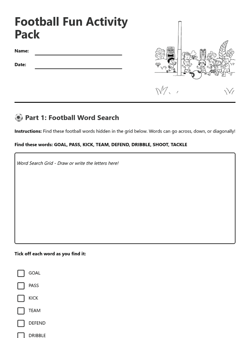 Football Fun Activity Pack