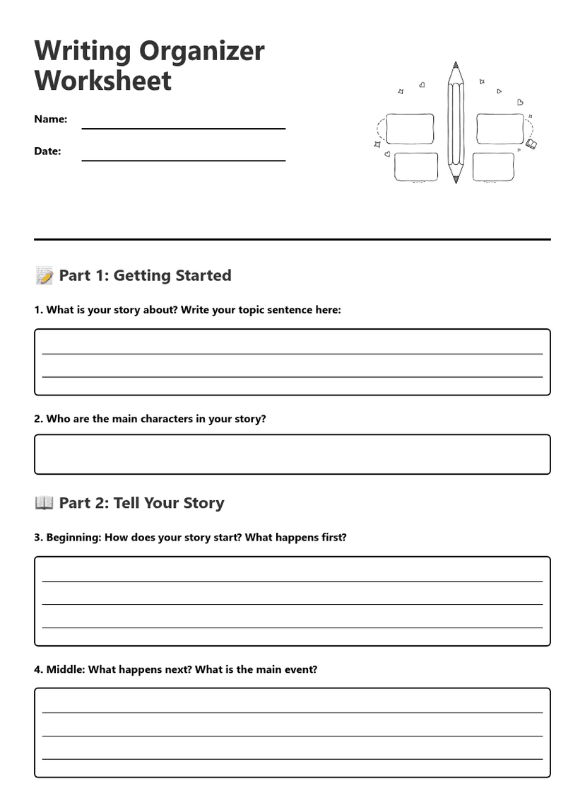 Writing Organizer Worksheet