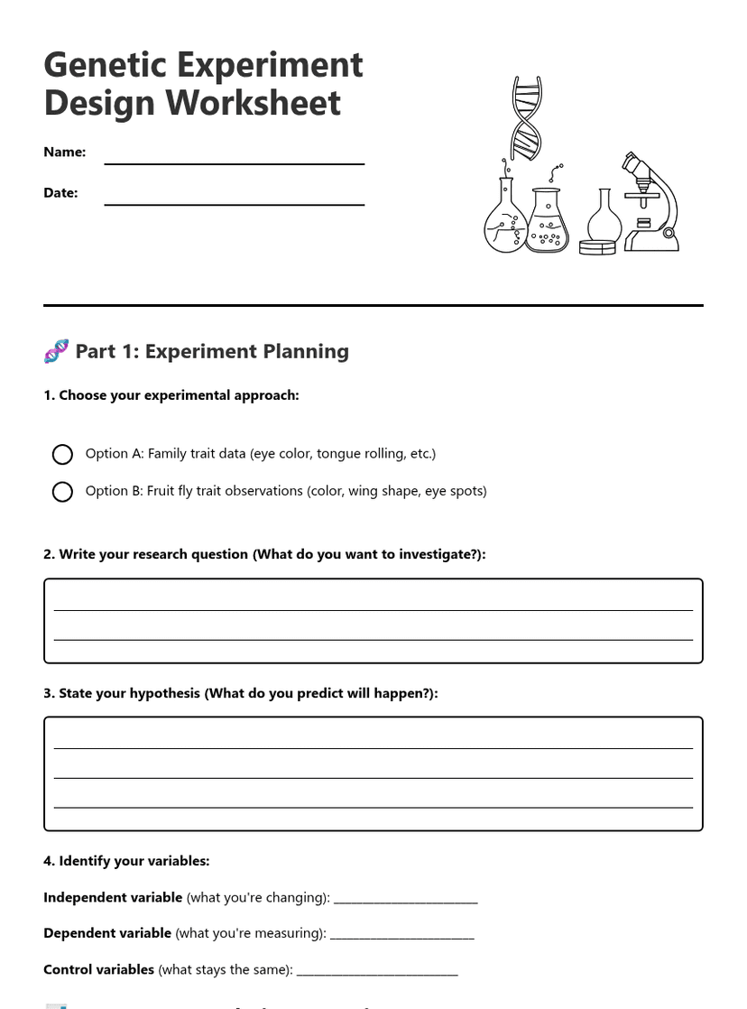 Genetic Experiment Design Worksheet