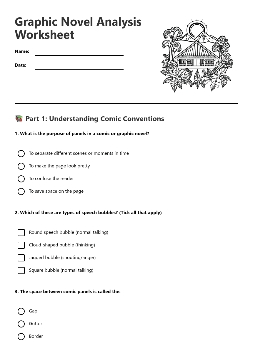 Graphic Novel Analysis Worksheet worksheet preview