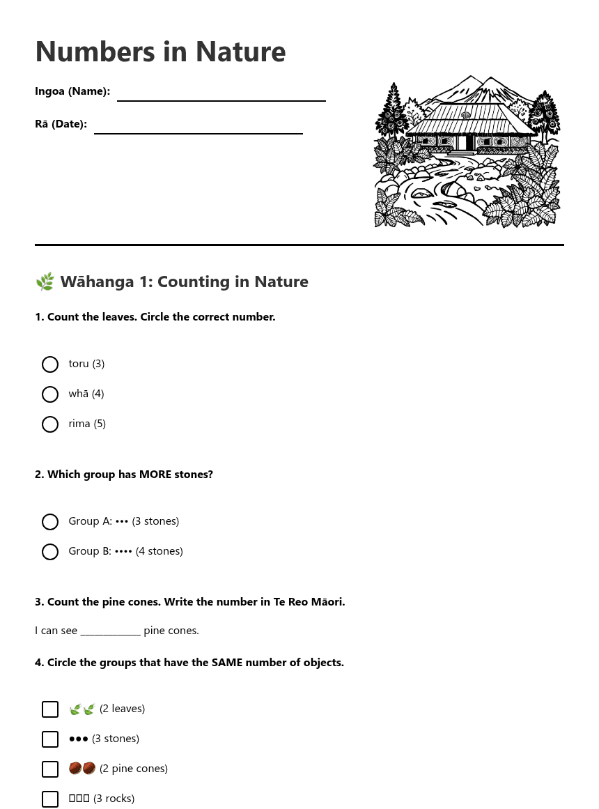 Numbers in Nature worksheet preview