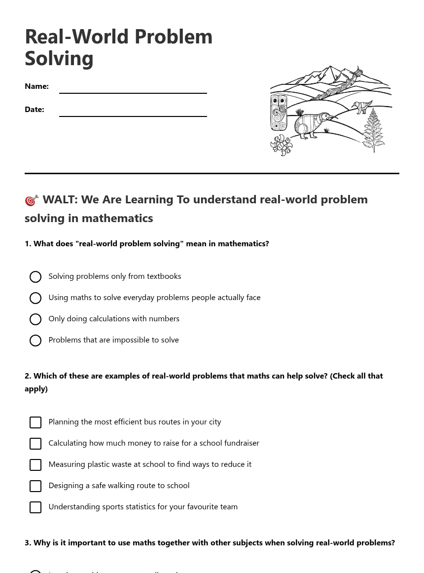 Real-World Problem Solving worksheet preview
