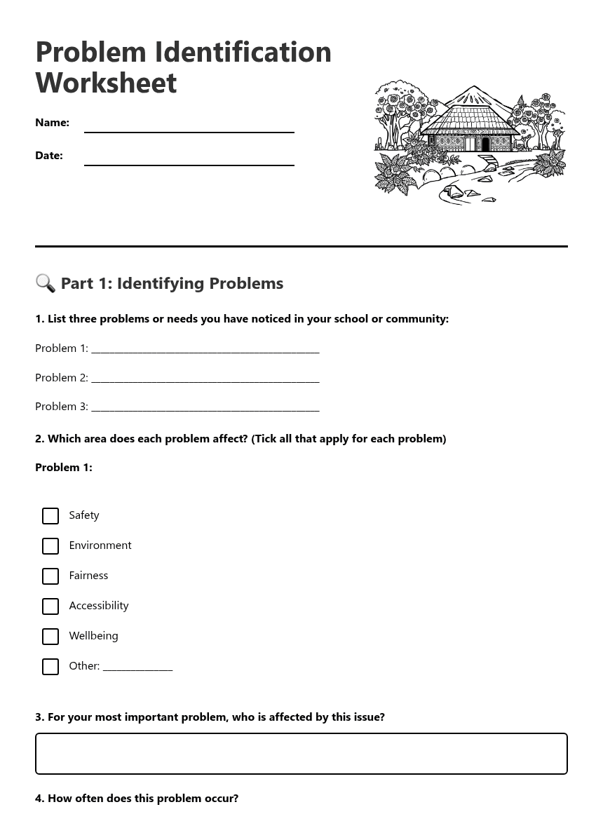 Problem Identification Worksheet worksheet preview