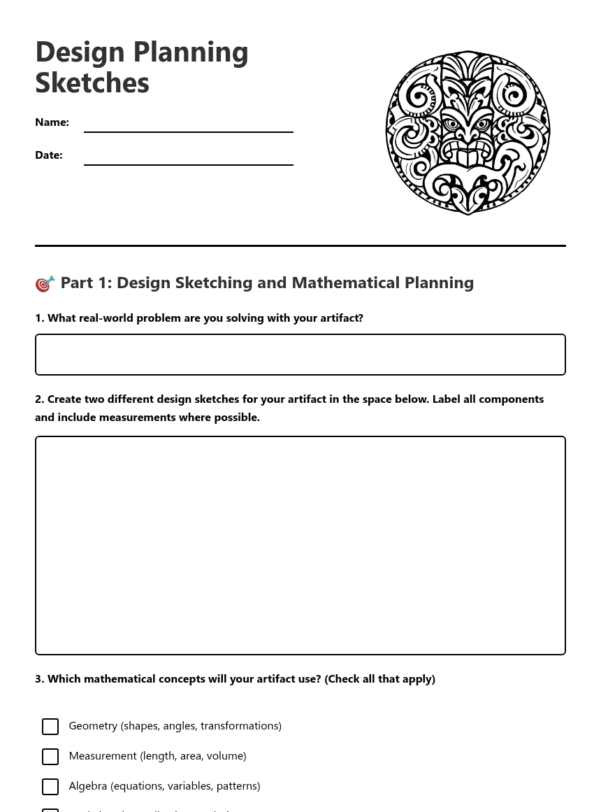 Design Planning Sketches worksheet preview