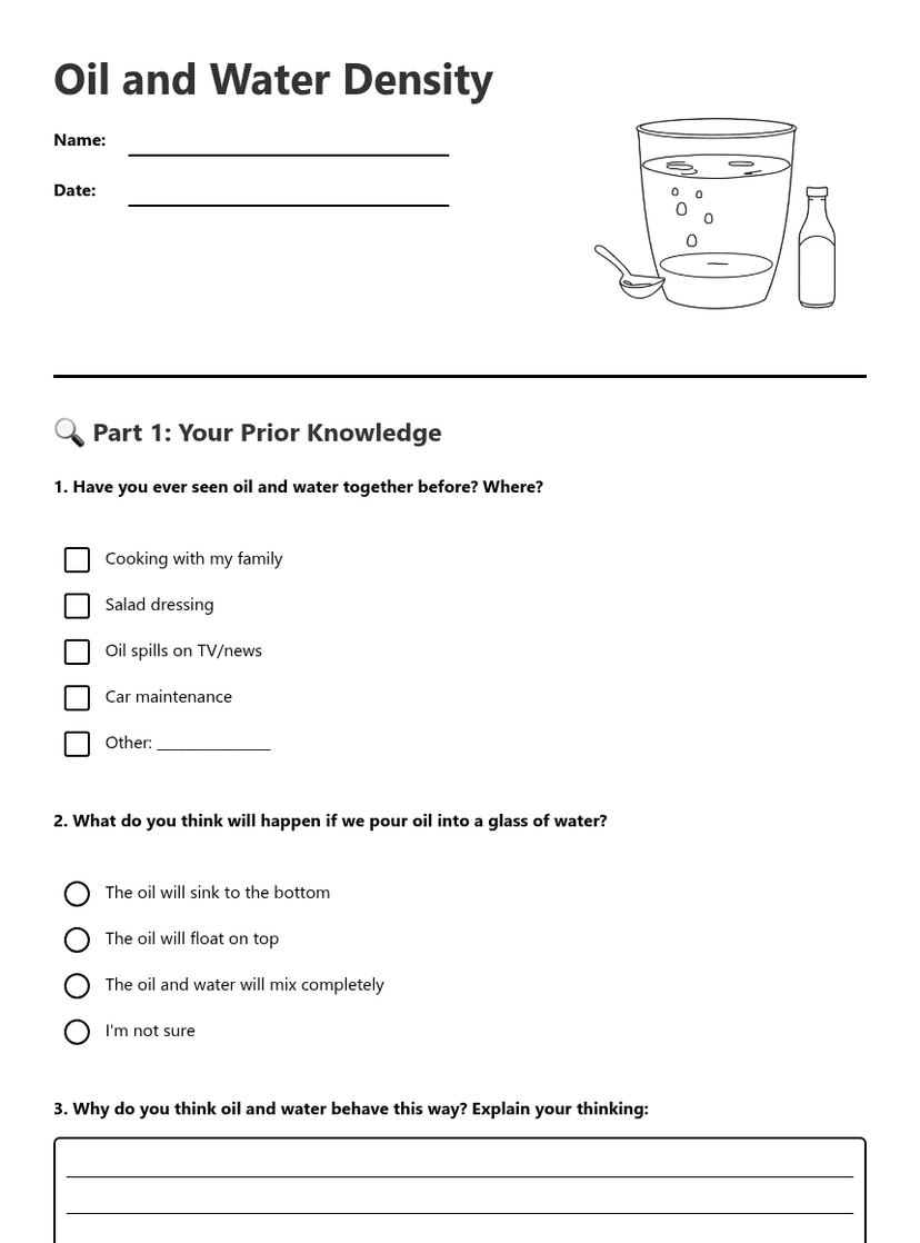 Oil and Water Density
