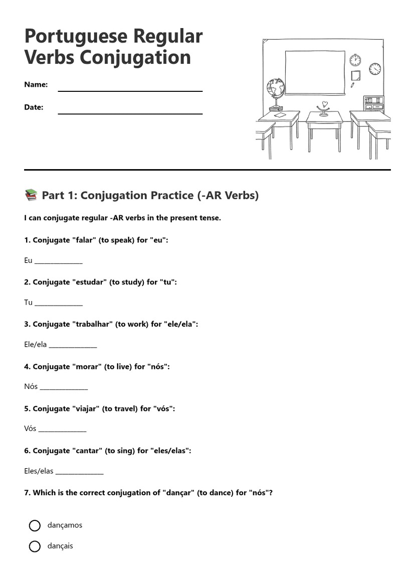Portuguese Regular Verbs Conjugation