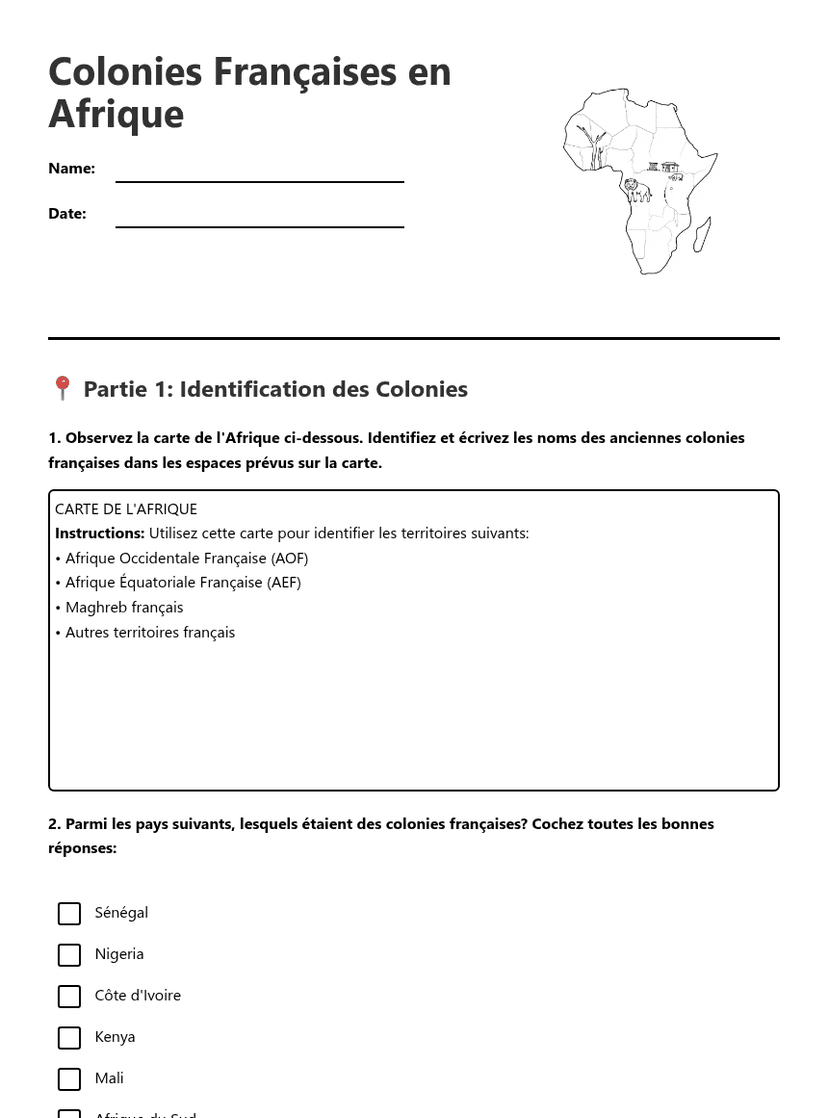 Colonies Françaises en Afrique
