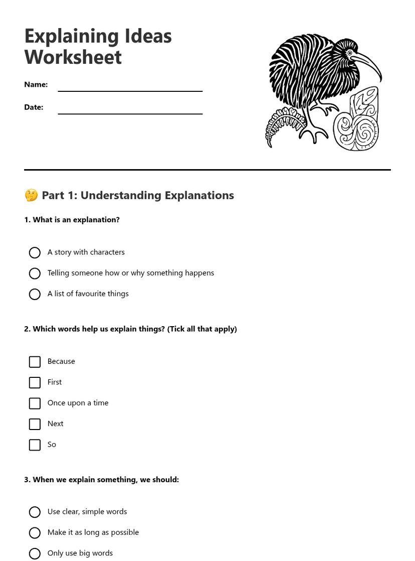Explaining Ideas Worksheet
