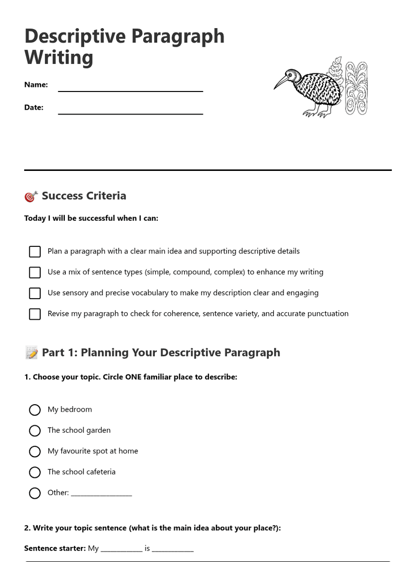 Descriptive Paragraph Writing