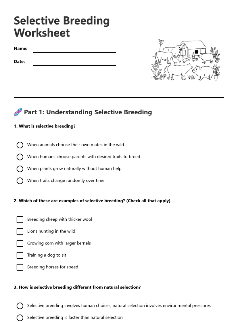 Selective Breeding Worksheet