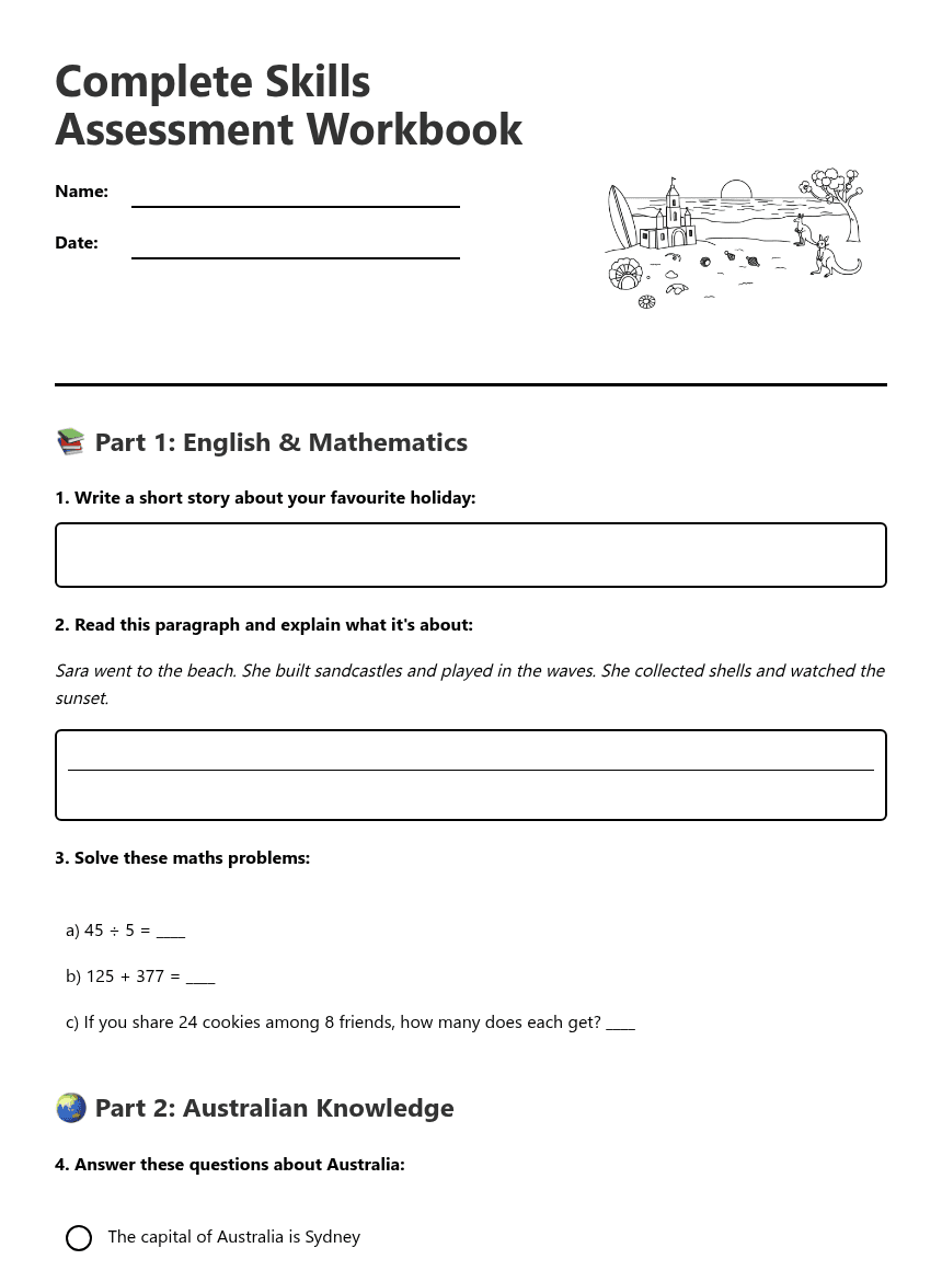 Complete Skills Assessment Workbook worksheet preview