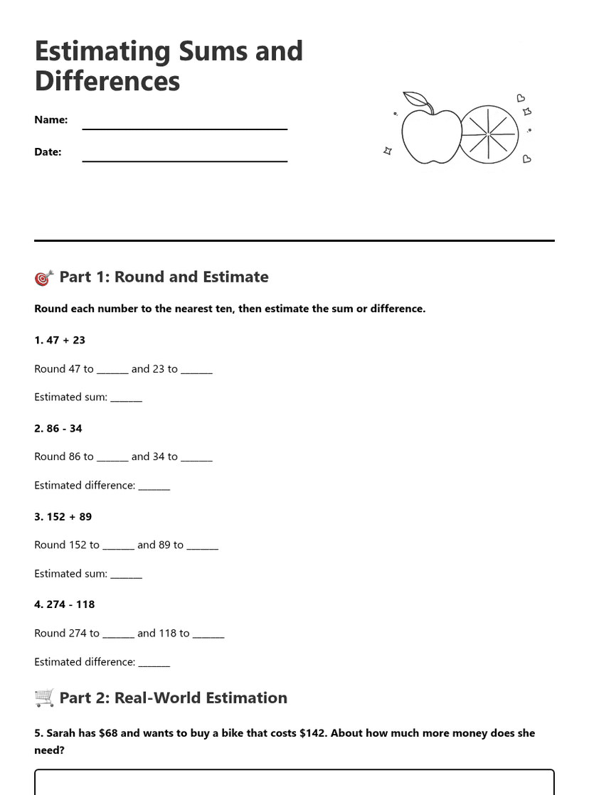 Estimating Sums and Differences