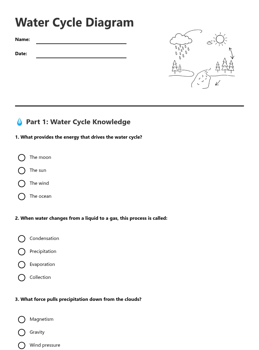 Water Cycle Diagram worksheet preview