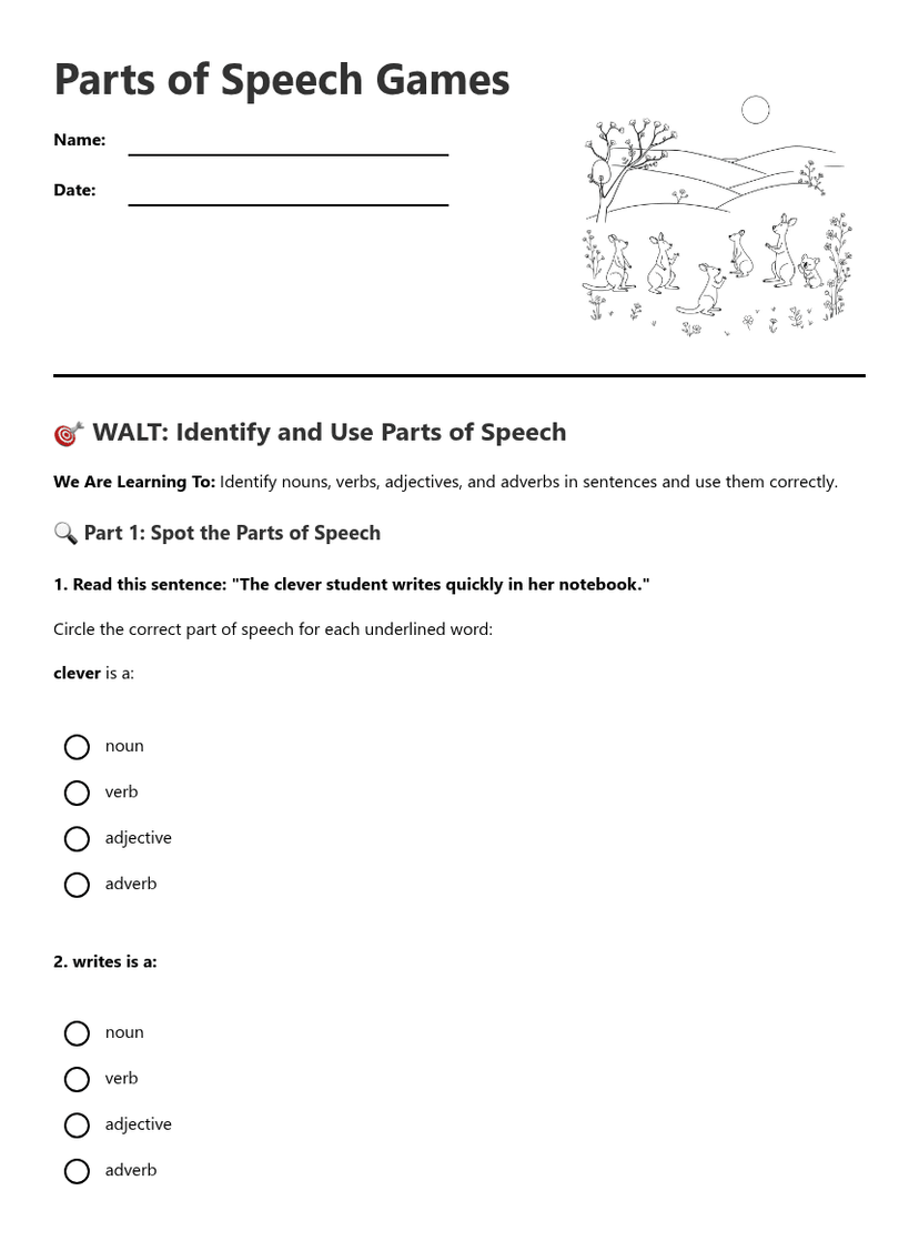 Parts of Speech Games