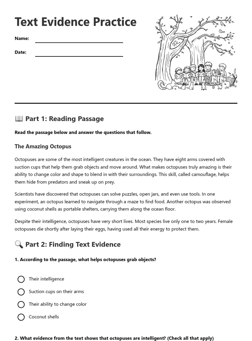 Text Evidence Practice