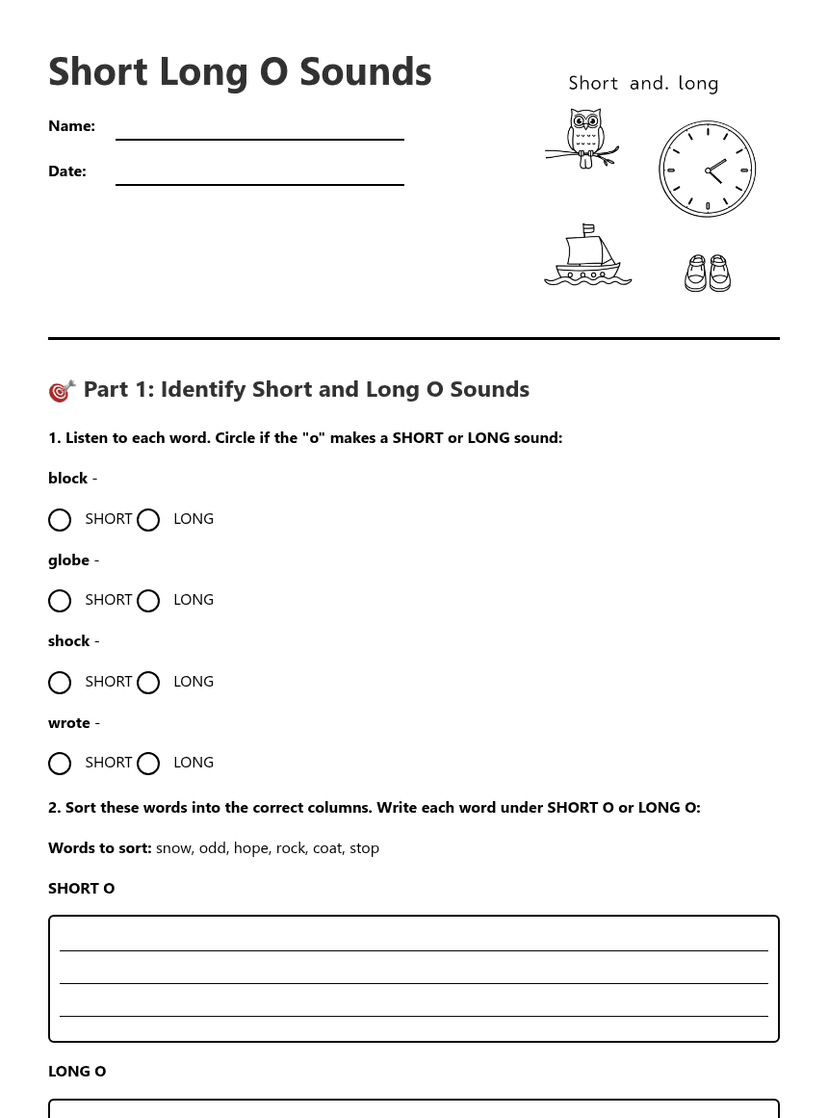 Short Long O Sounds