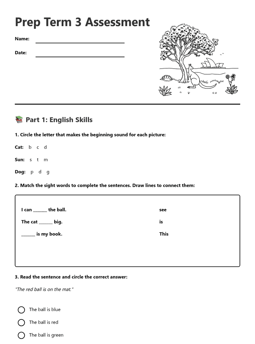 Prep Term 3 Assessment