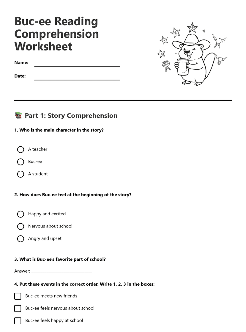 Buc-ee Reading Comprehension Worksheet
