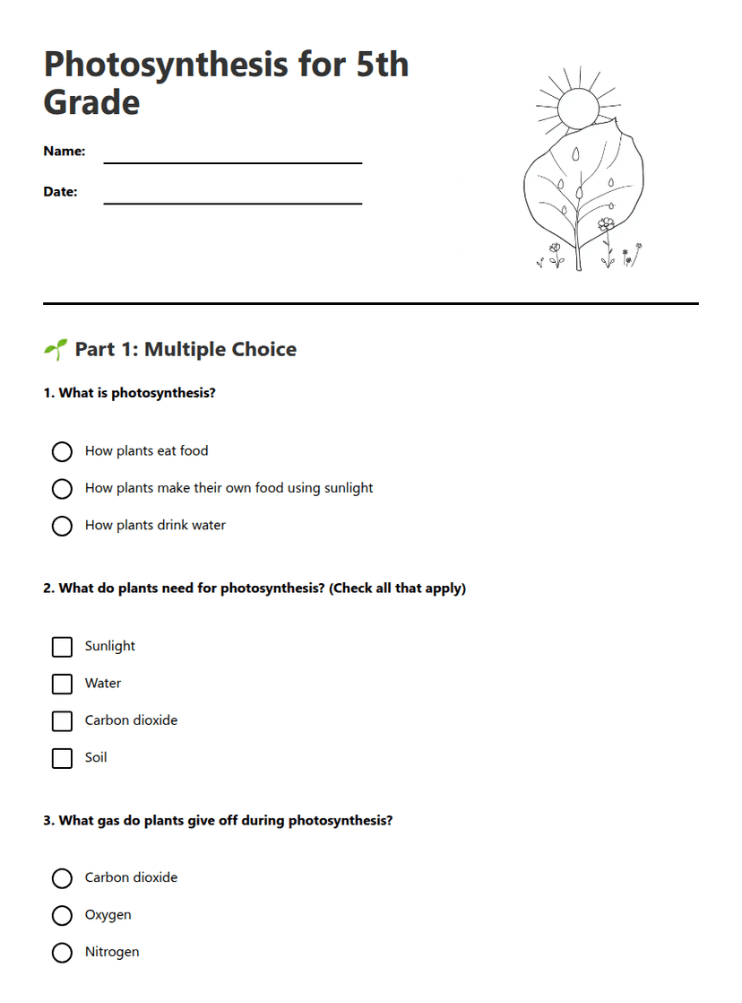 Photosynthesis for 5th Grade