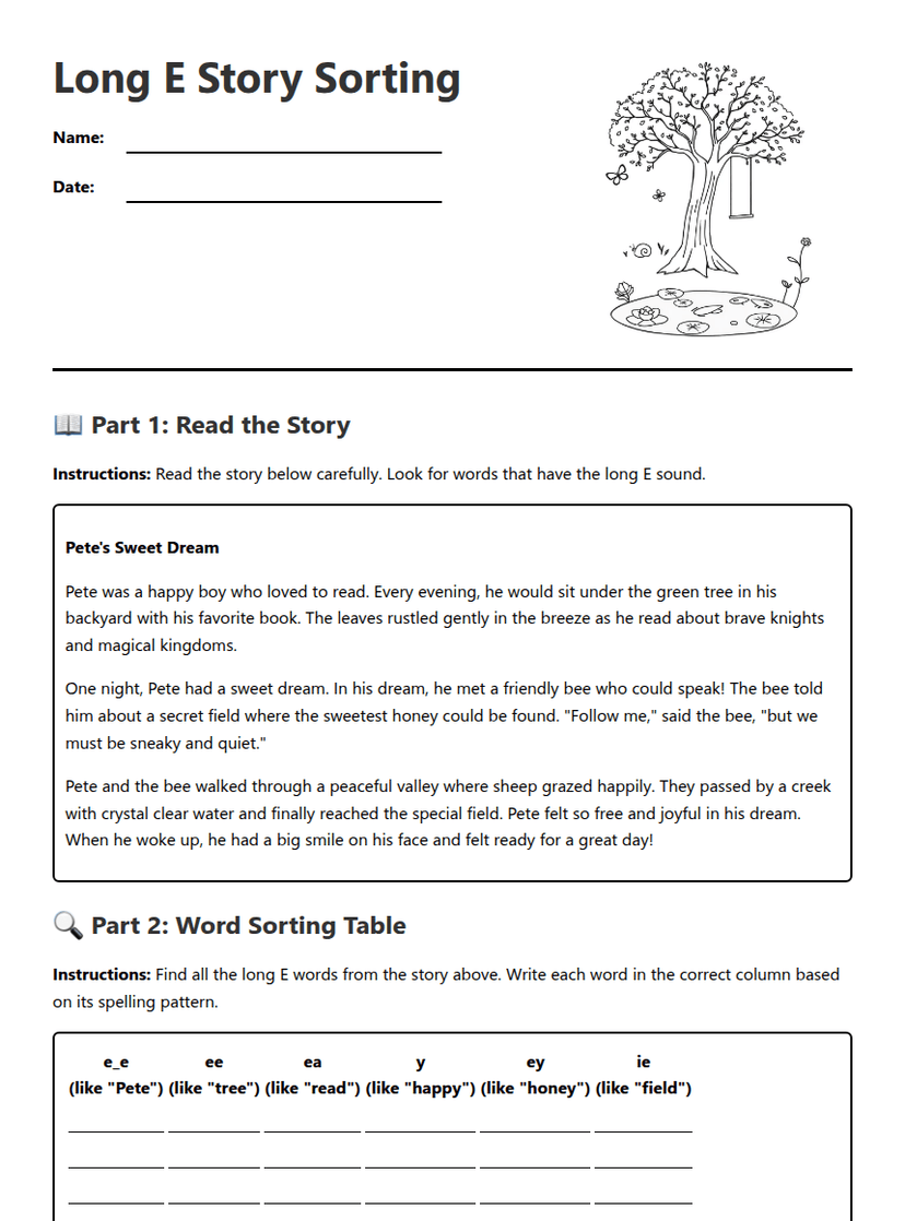Long E Story Sorting