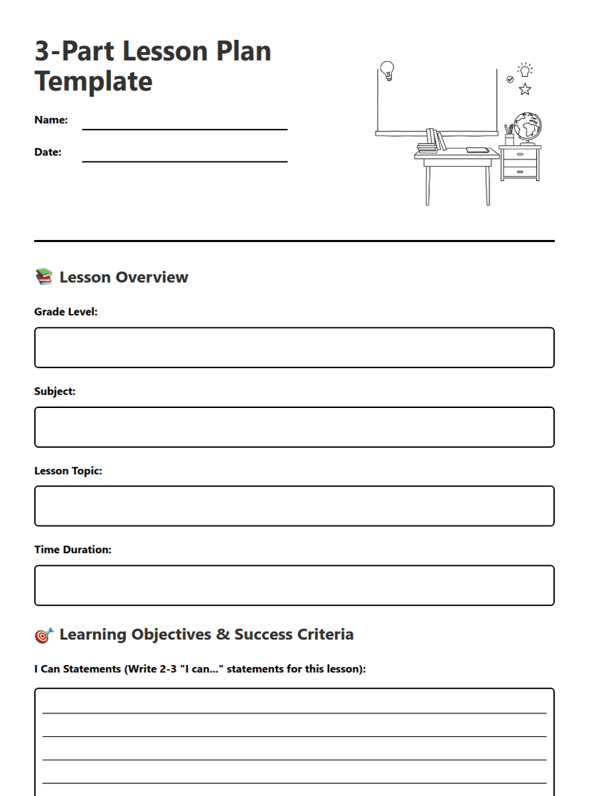 3-Part Lesson Plan Template