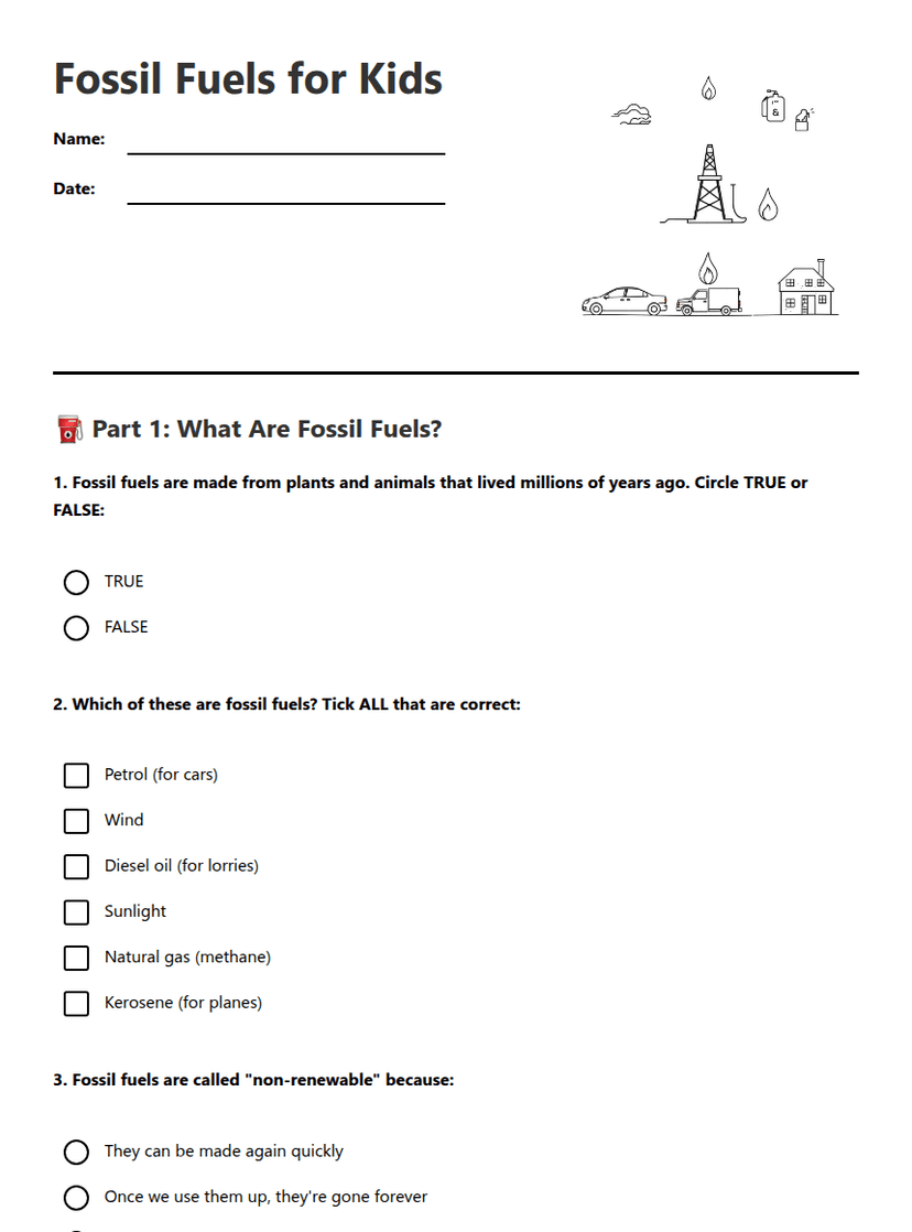 Fossil Fuels for Kids