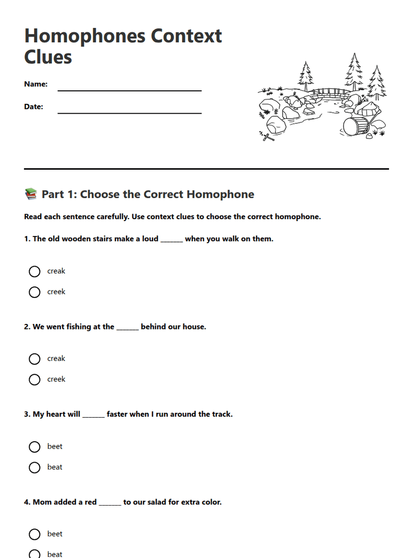 Homophones Context Clues