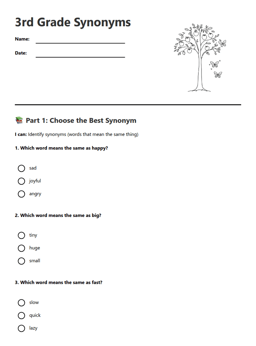 3rd Grade Synonyms