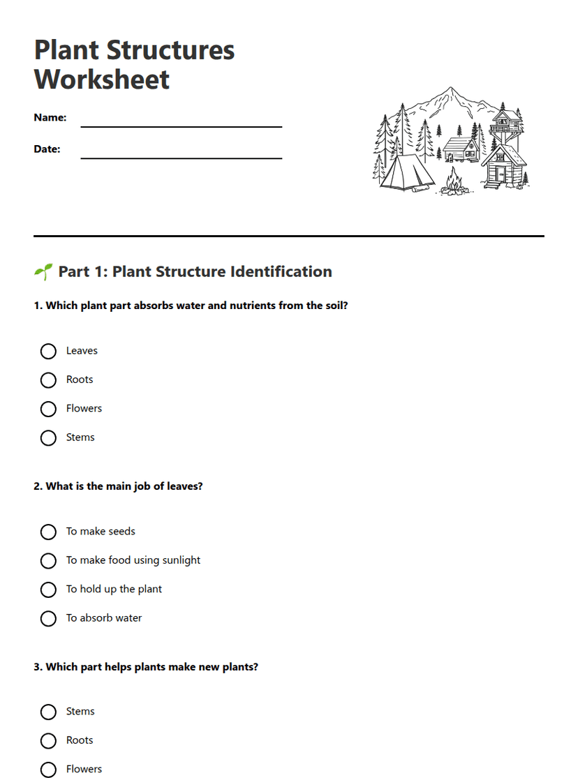 Plant Structures Worksheet
