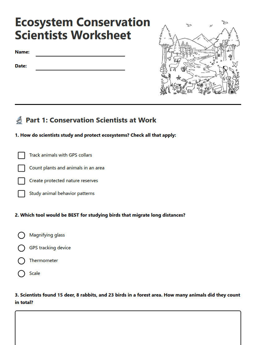 Ecosystem Conservation Scientists Worksheet