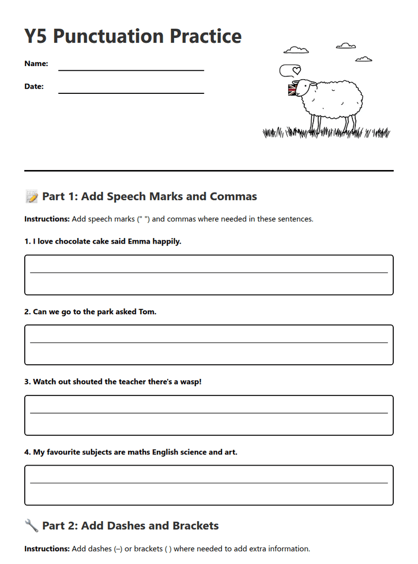 Y5 Punctuation Practice