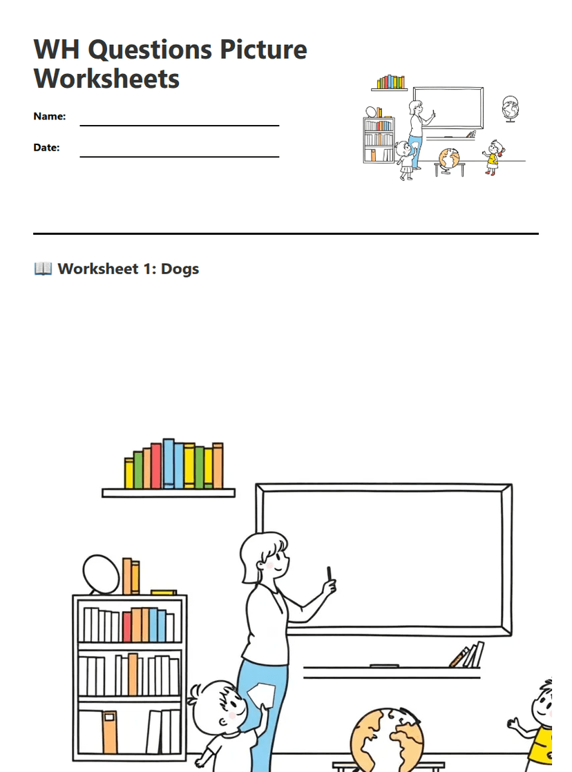 WH Questions Picture Worksheets