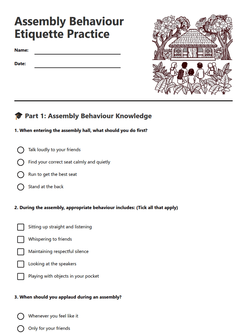 Assembly Behavior Etiquette Practice
